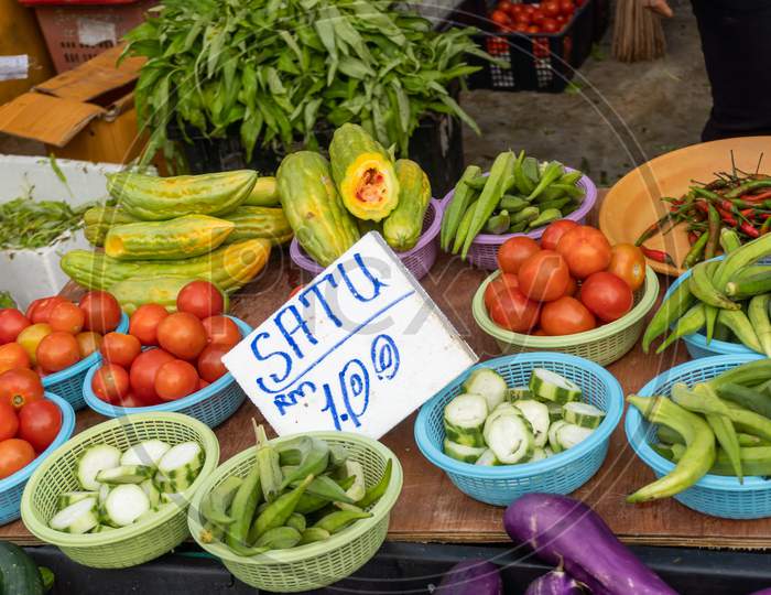 Cheap Malaysia Vegetable Sell At Morning Market.