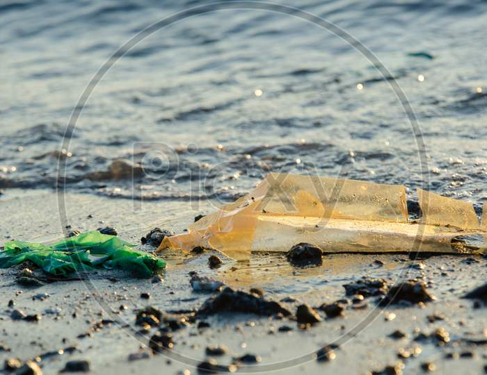 Pollution Plastic At Sea.