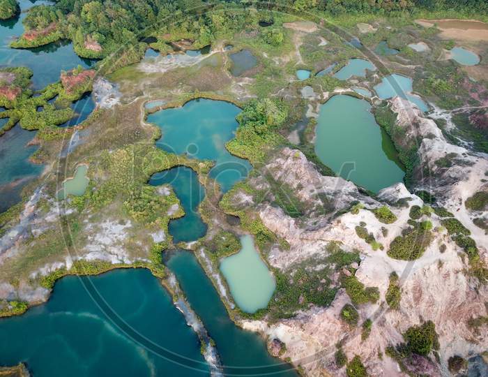 Aerial View Green Lake At Guar Petai.