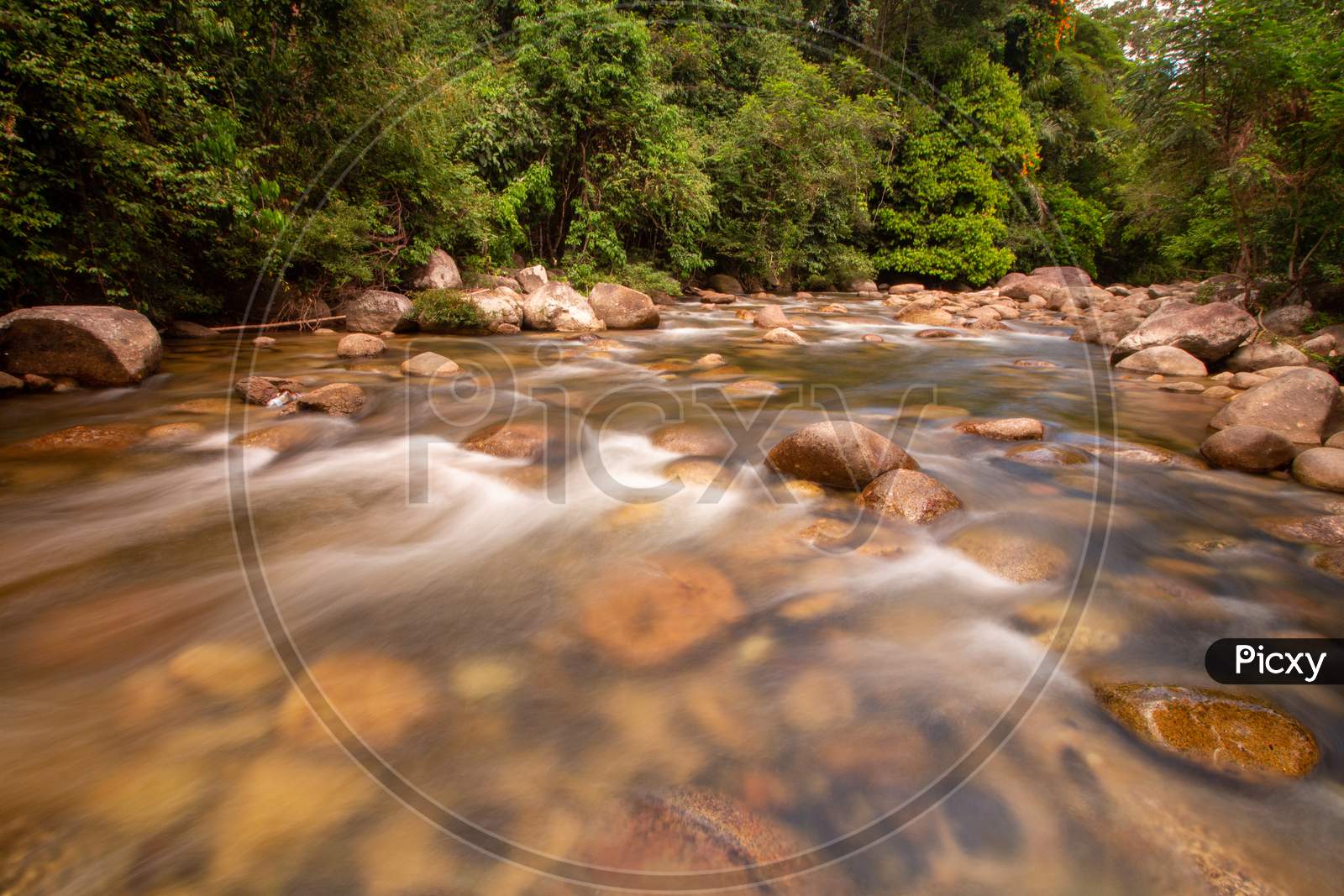 Slow Motion Water Flow At Recreational Forest Area Sungai Sedim, Kulim, Kedah.