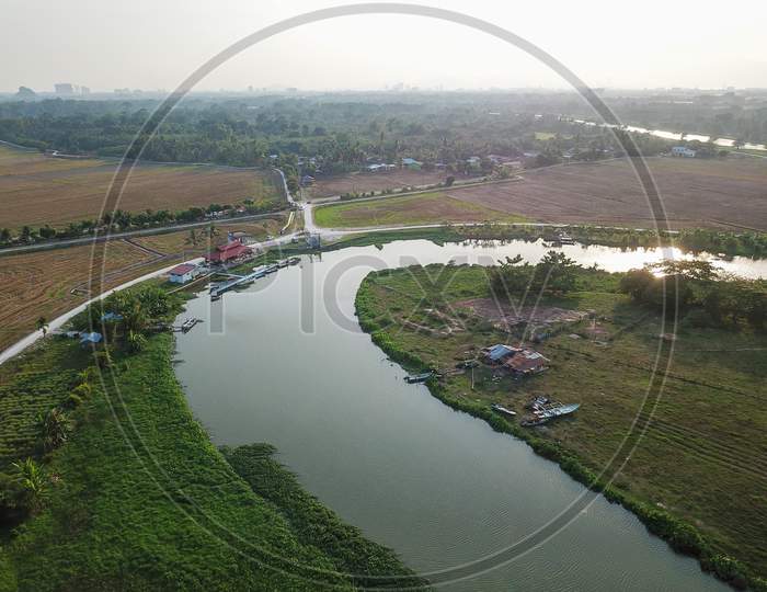 Sungai Perai River At Kampung Terus.