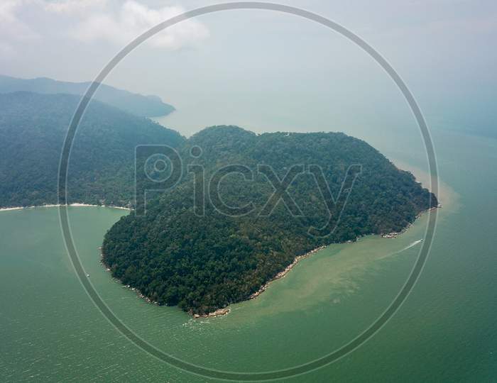 Aerial View Penang Green Forest At National Park.