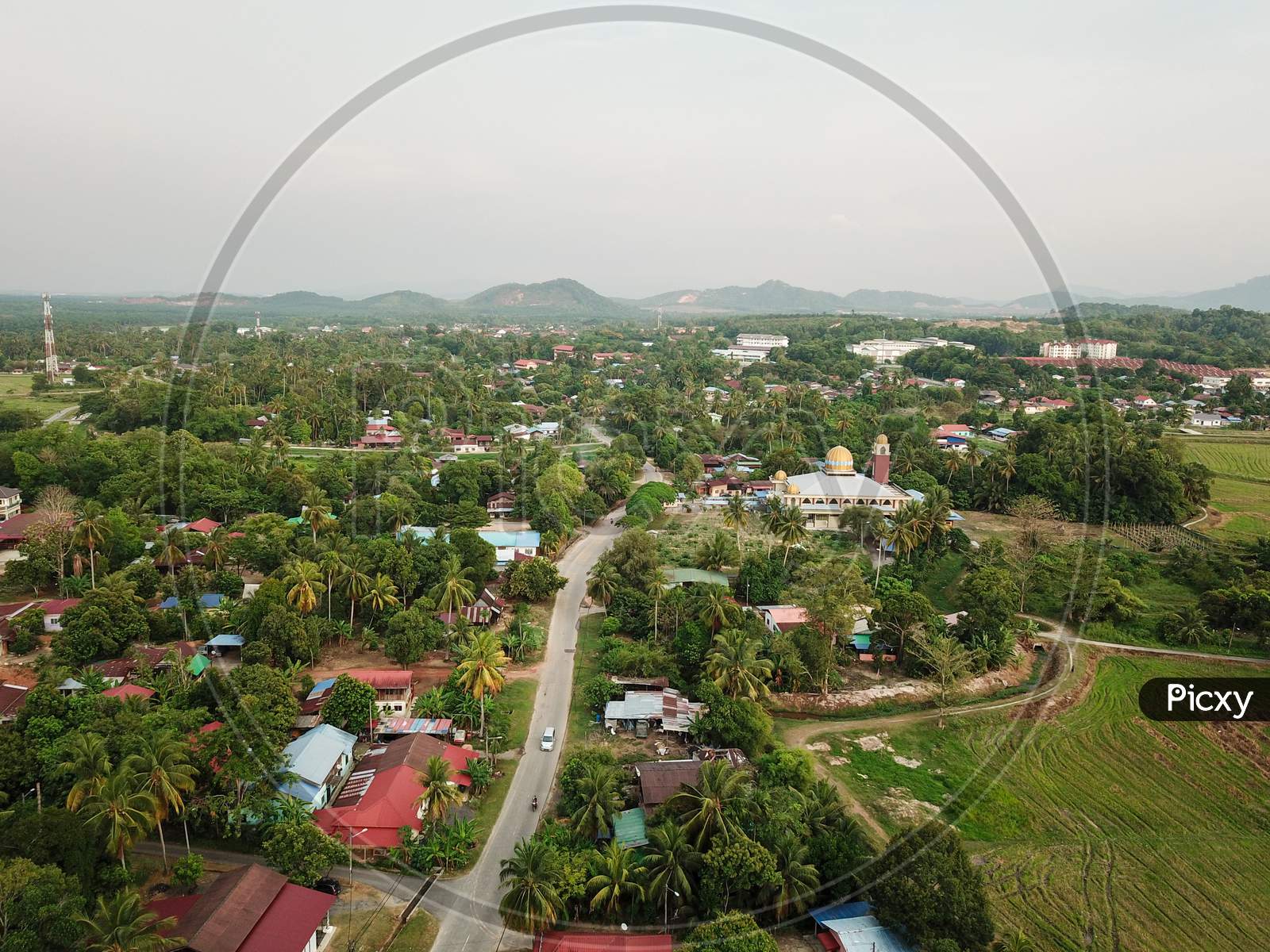 Aerial View Malays Kampung At Penanti.