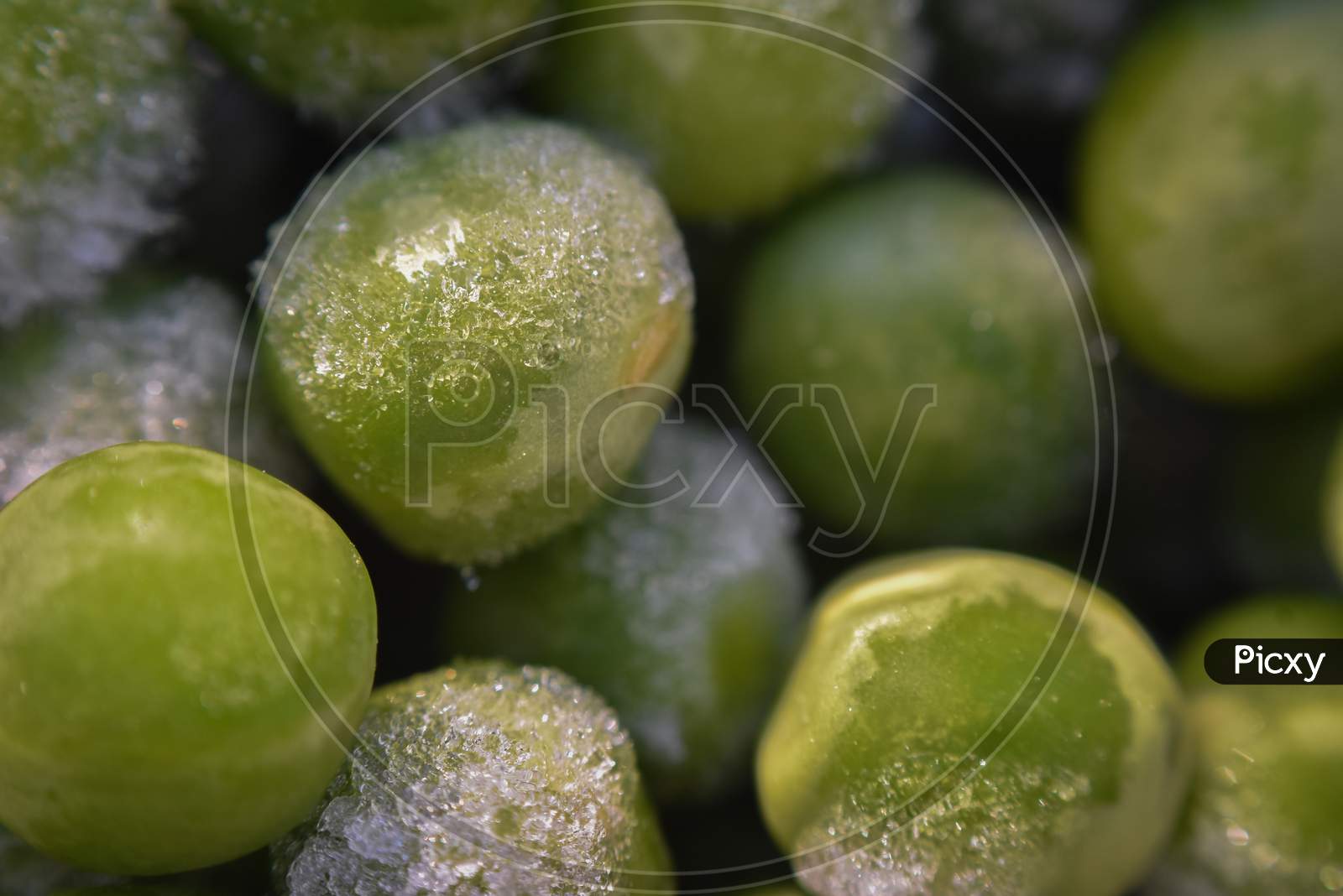 closeup of fresh green peas on the market