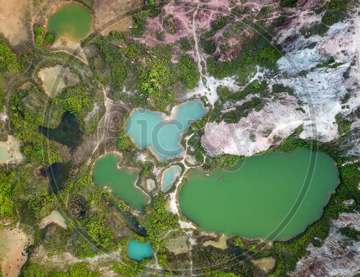 Aerial View Lake In Love Shape At Guar Petai.