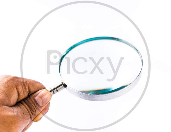 Magnifying glass isolated stock image.