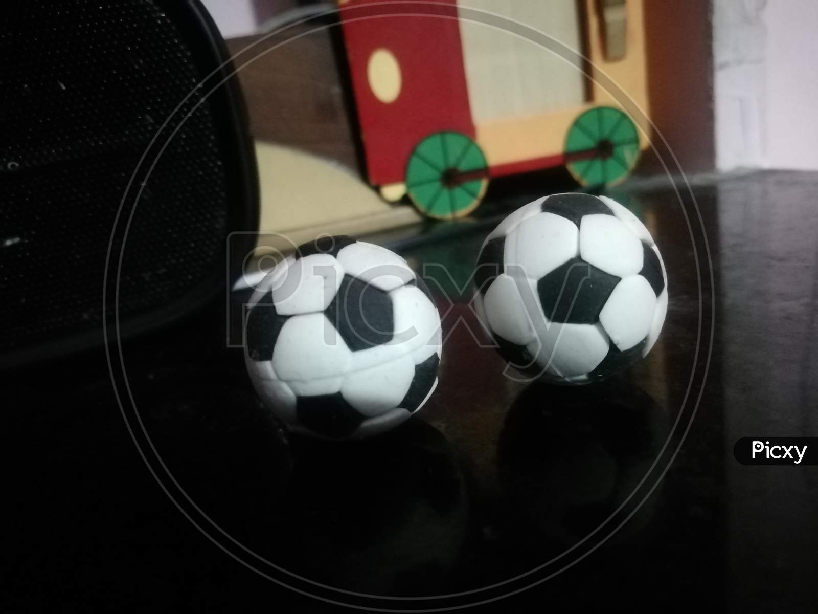 Black and white rubber balls for children playing