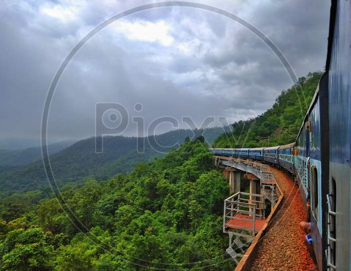 Indian railway in the mountains 