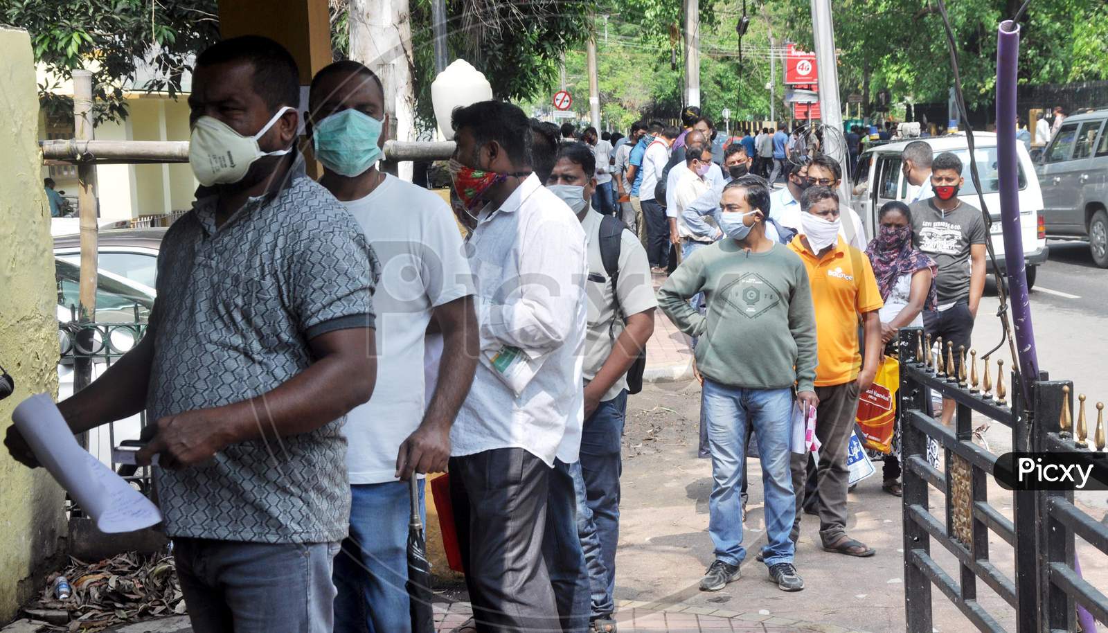 People In Queue To Collect Vehicle Pass For Inter District Travel During Nationwide Lockdown Amidst Coronavirus or COVID-19 Outbreak in Guwahati April 24,2020