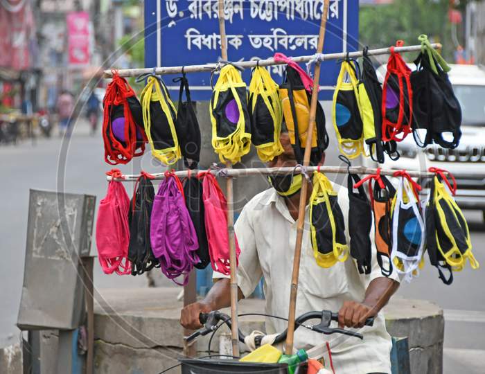 Face masks being sold in Burdwan town. The trend of using face masks to prevent Novel Coronavirus (COVID-19) infection has increased in Purba Bardhaman District.