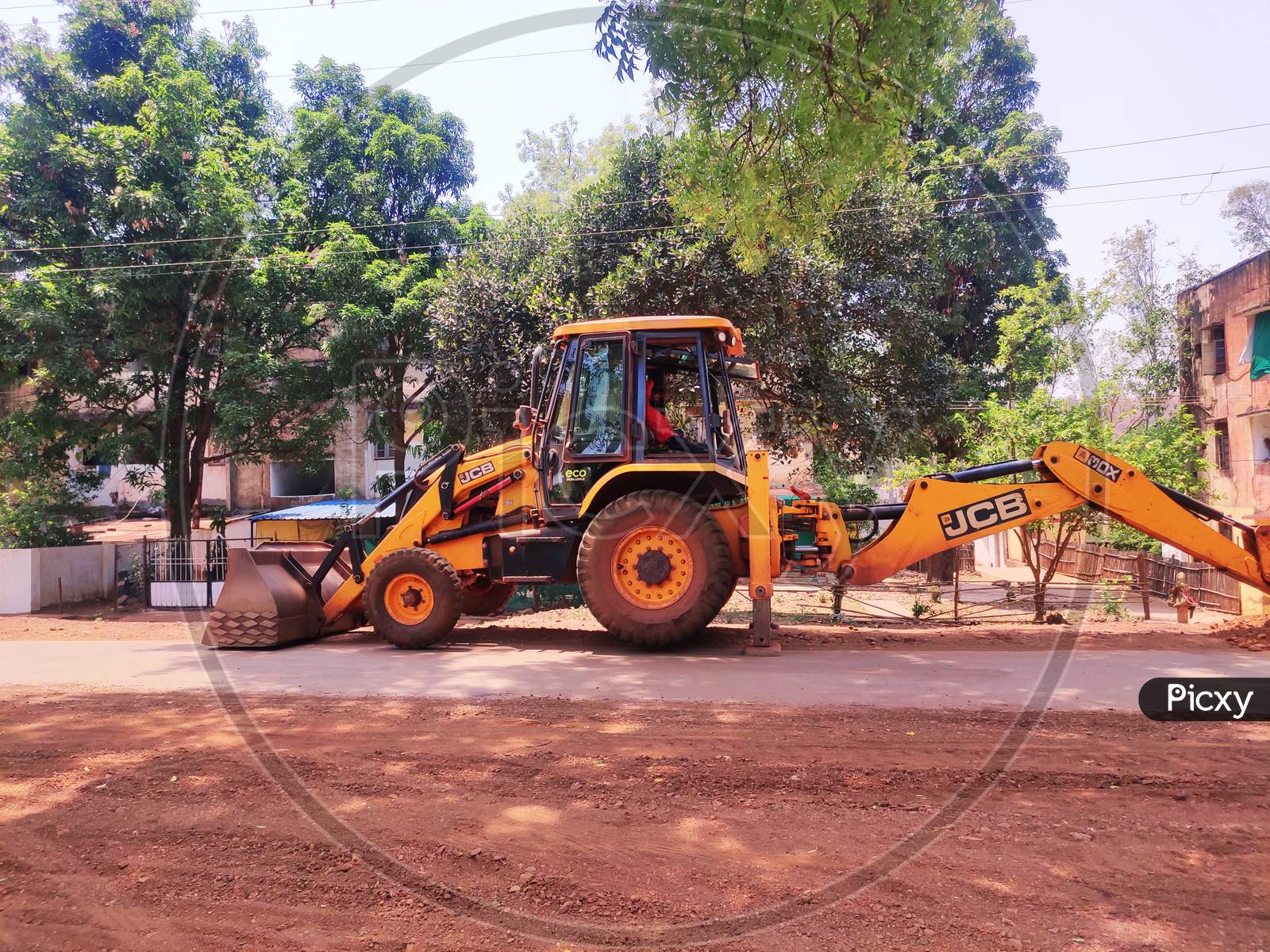 JCB machine used in industrial area
