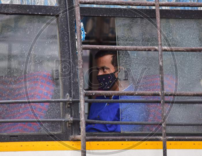 Passengers Travelling  To their Hometowns in Buses Arranged By A.S.T.C  During Nationwide lockdown Amidst Coronavirus or COVID-19 Outbreak in Nagaon Assam , April 25 2020