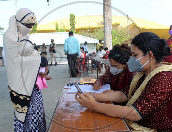 A Woman Arrives  At A.S.T.C Bus stand During Nationwide Lockdown Amidst Coronavirus Or COVID-19 Outbreak  At Amingaon In Kamrup  District Of Assam, Sunday, April 26, 2020