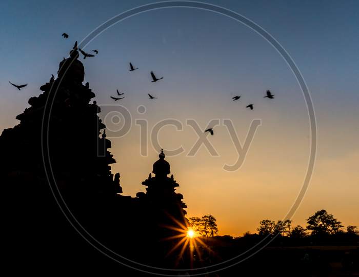 Silhouette of Shore Temple during golden hours