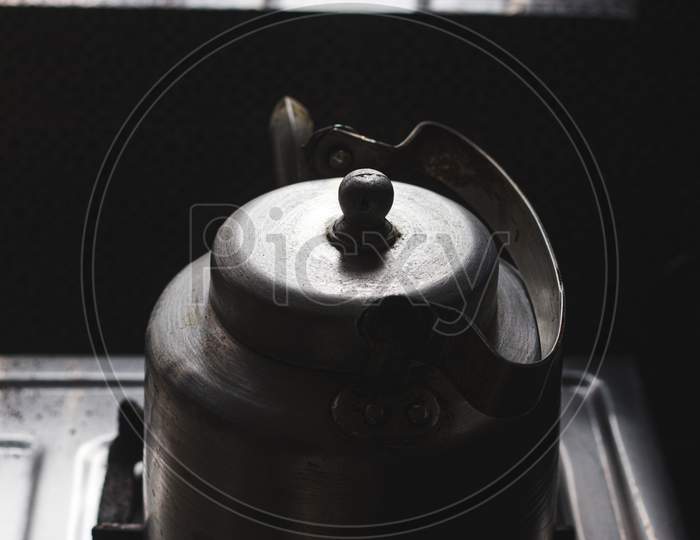 Tea Kettle In a Kitchen closeup