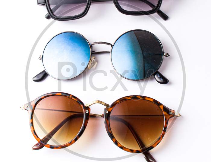 Set of Shades or Goggles  On White Isolated Background