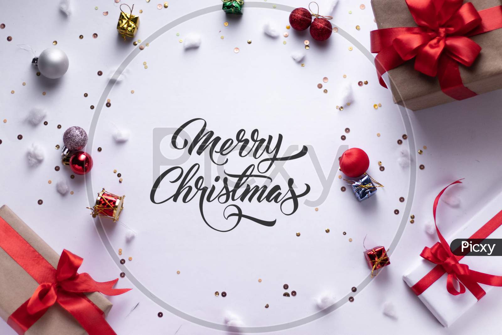 Christmas Greetings Flat Lay Forming a background