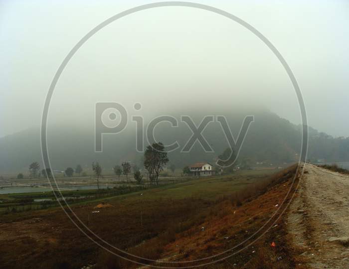 Foggy Morning Of The Village Area Of Nepal, Tourist Place