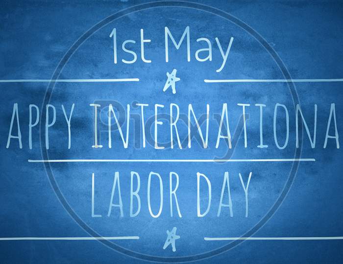 Happy labor day greetings design template with blue paper background, international labor day, workers day, 1st May, may day, 2020