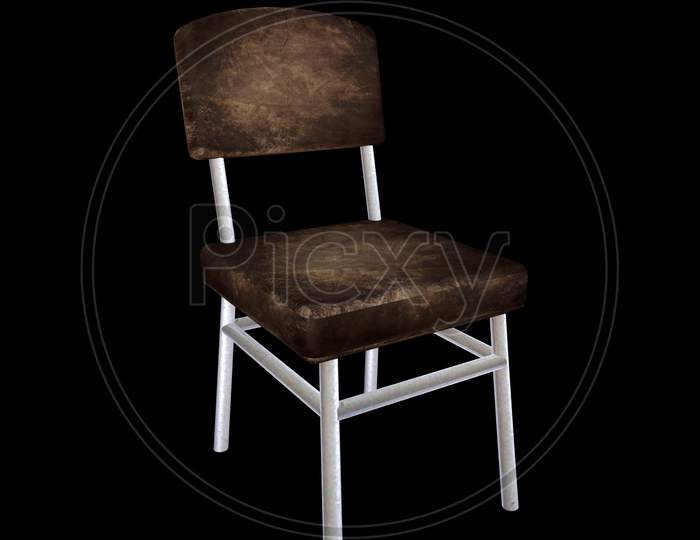 Wooden Chair Over an Black Background