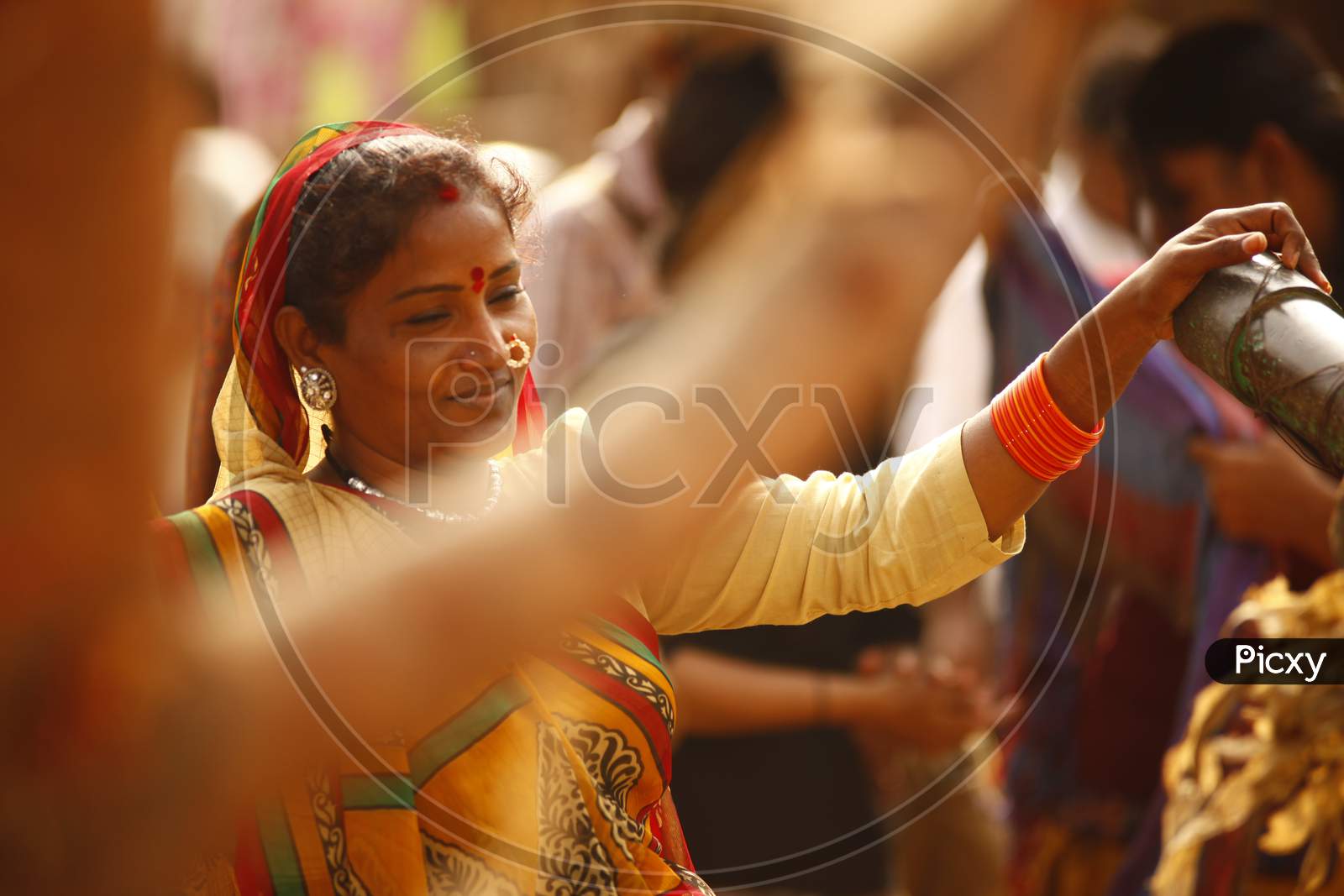 Rajasthani Woman in Rural Villages Wearing Traditional Rajasthani Sarees