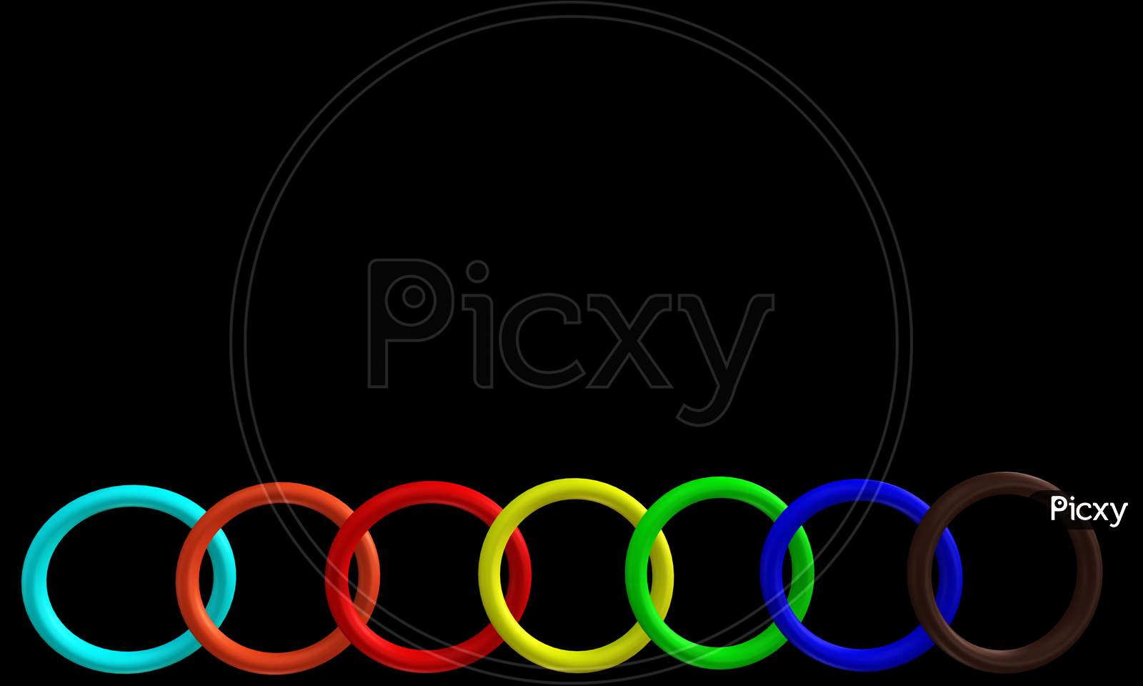 Colourful Rings With Patterns on Black Background