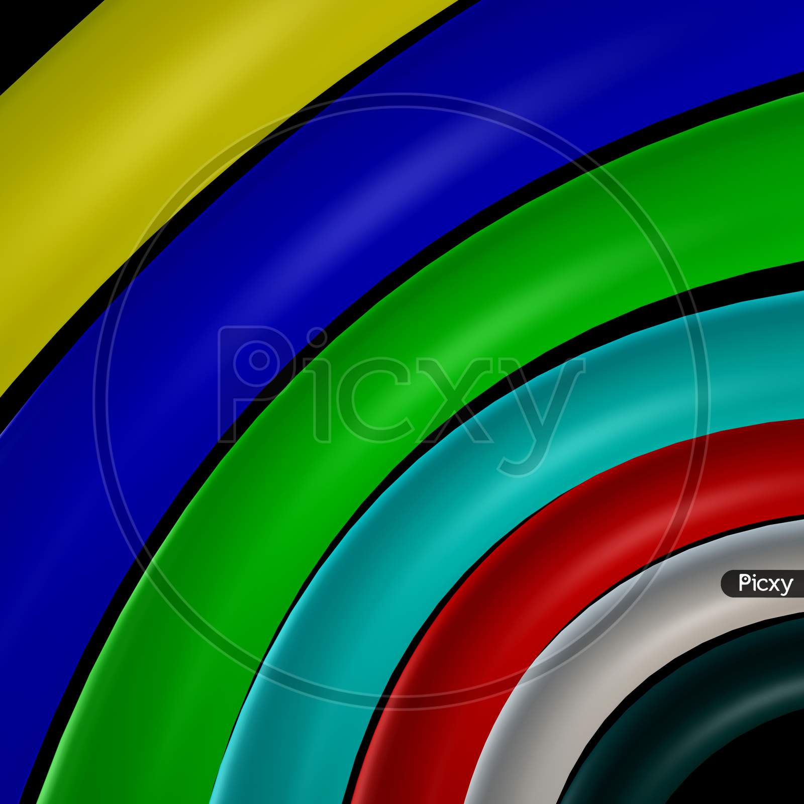 Colourful Rings With Patterns on Black Background