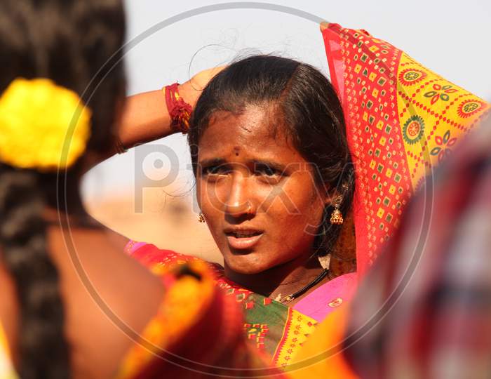 Woman In Rural Indian Village