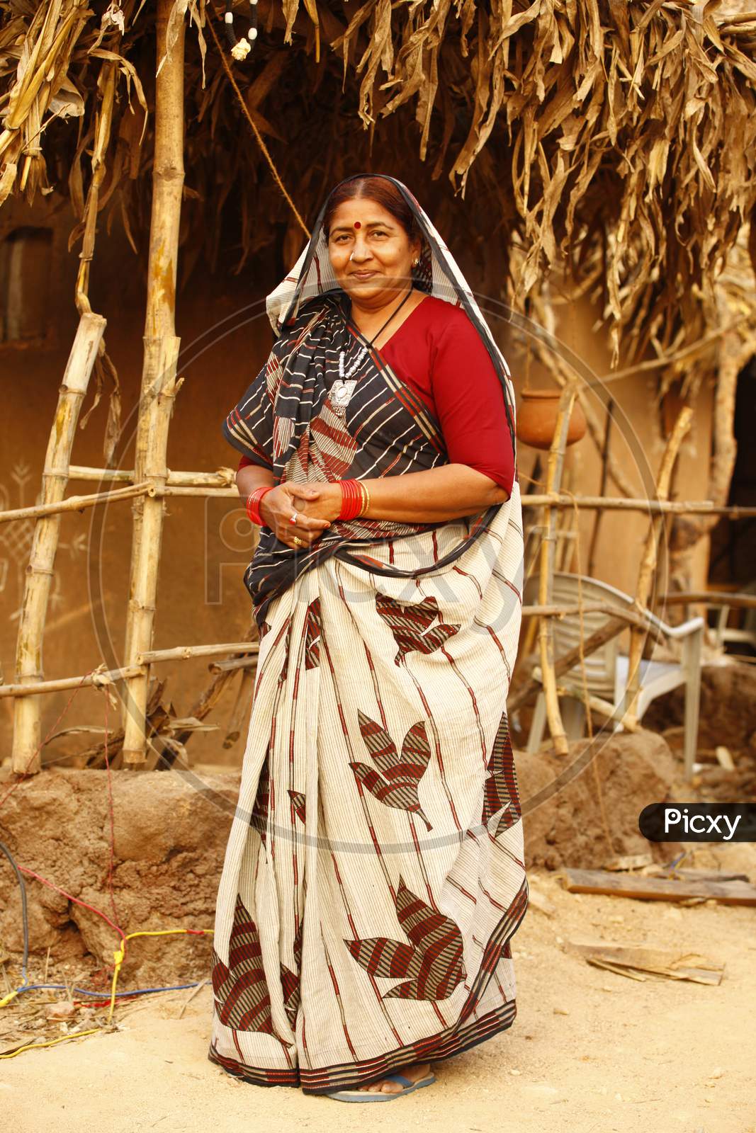 Image of Indian Rural Village Woman With Happy Face-OD360022-Picxy