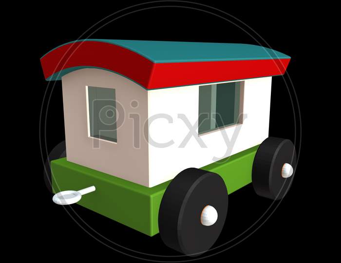 Graphic Train Over an Isolated Black Background