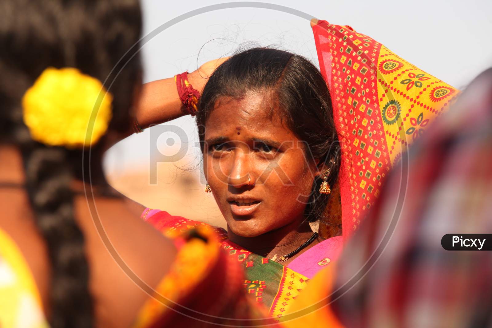 Woman In Rural Indian Village