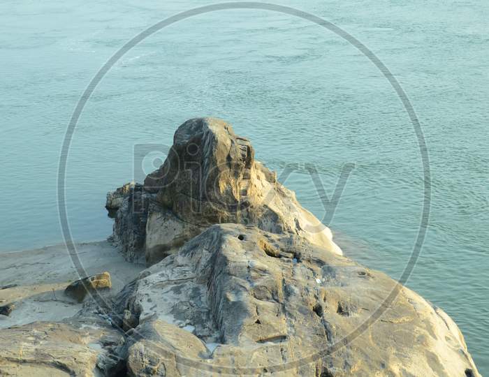 Stone Top View Towards River Beas Himachal Pradesh India