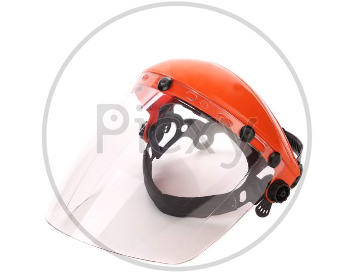 Welder Or Grinders Face Shield. Isolated On White Background.