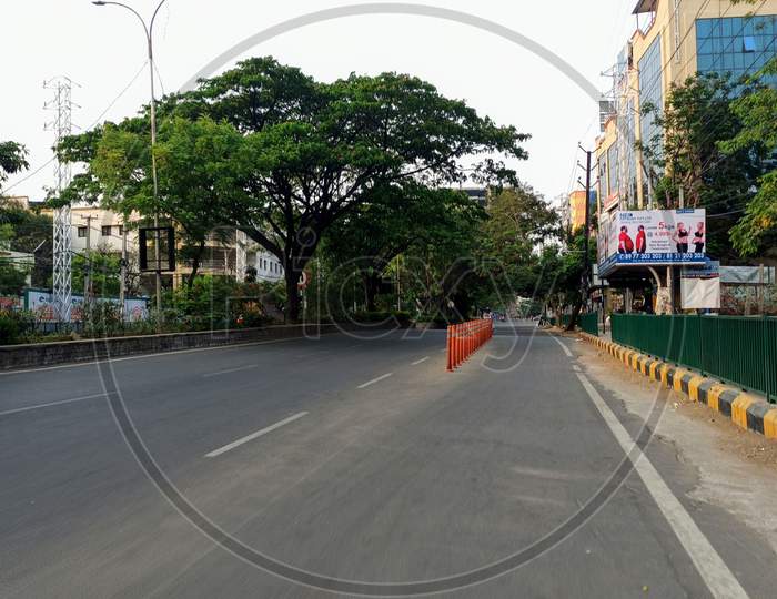 Empty Roads At JNTU Bustop Hyderabad During Lockdown amid corona virus Covid 19 outbreak in India