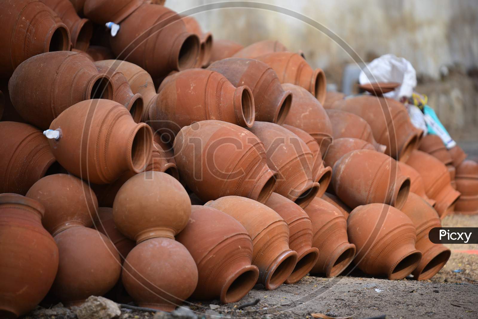 Clay Pots Selling on Road Side