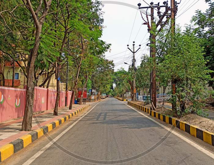Empty Roads At KPHB Colony During Lockdown amid corona virus Covid 19 outbreak in India