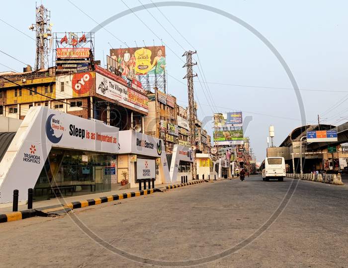Empty KPHB Colony Bustop During Lockdown amid corona virus Covid 19 outbreak in India
