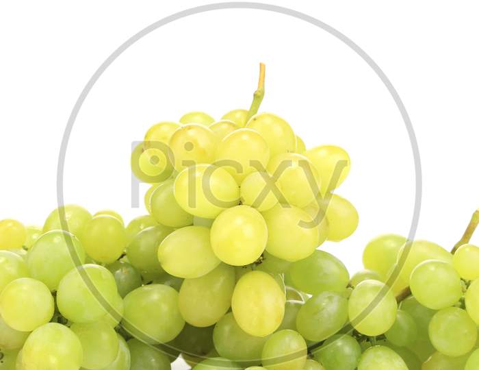 Close Up Of Green Ripe Grapes. Whole Background.