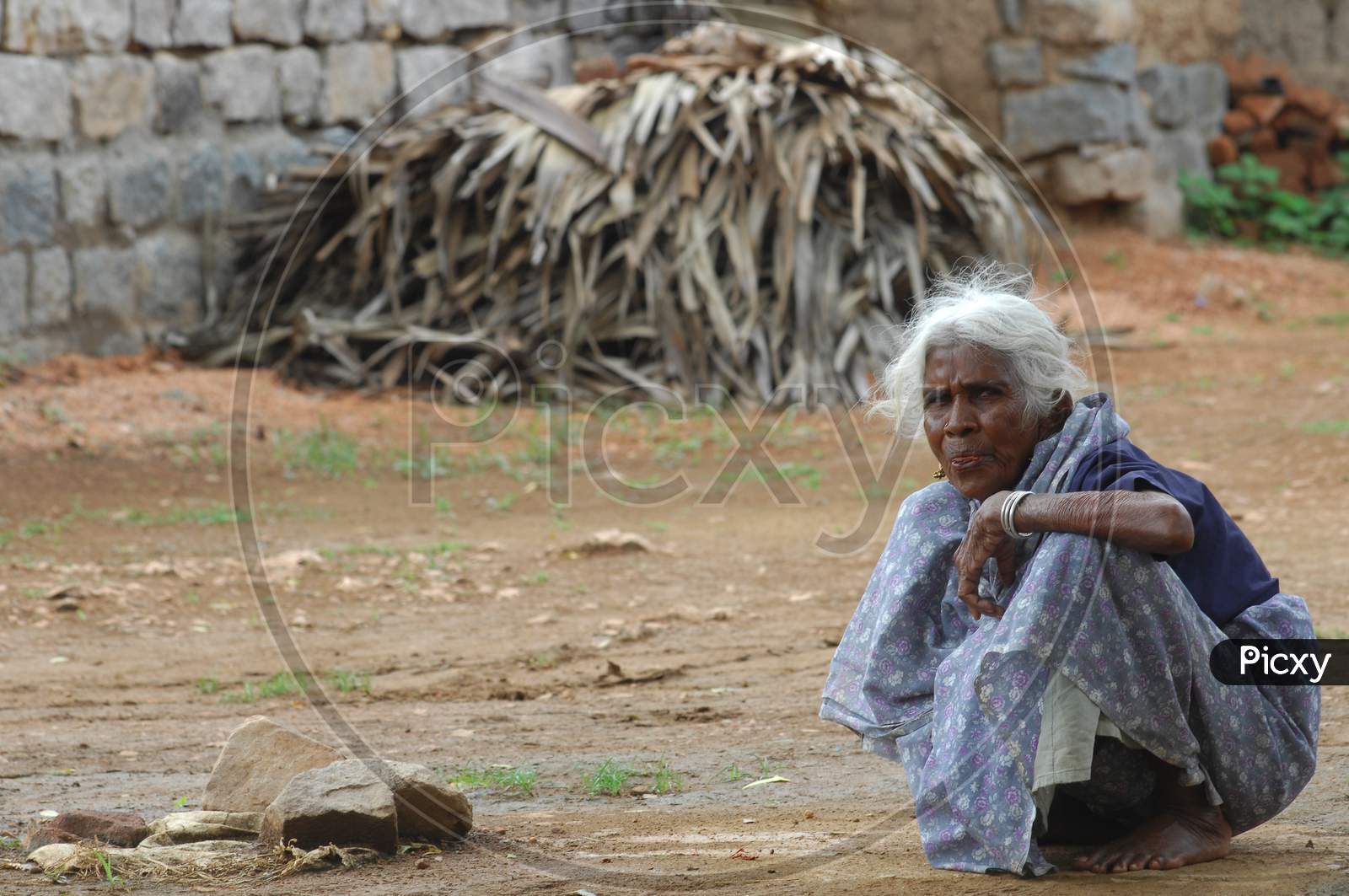 Indian Elderly Woman in Rural Villages