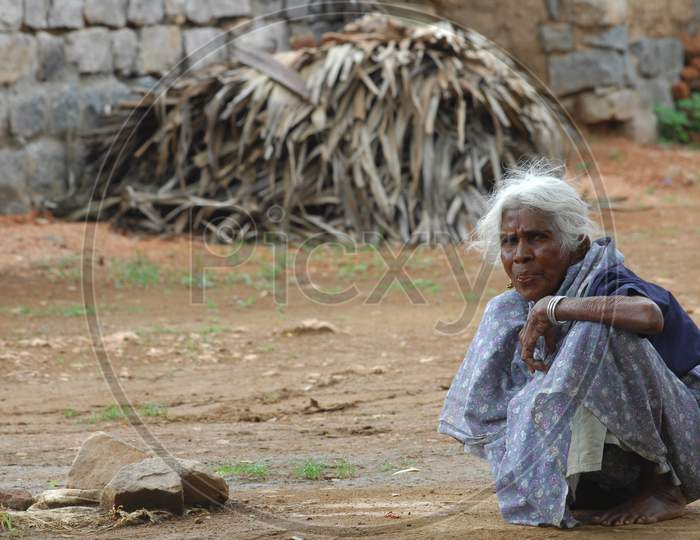 Indian Elderly Woman in Rural Villages
