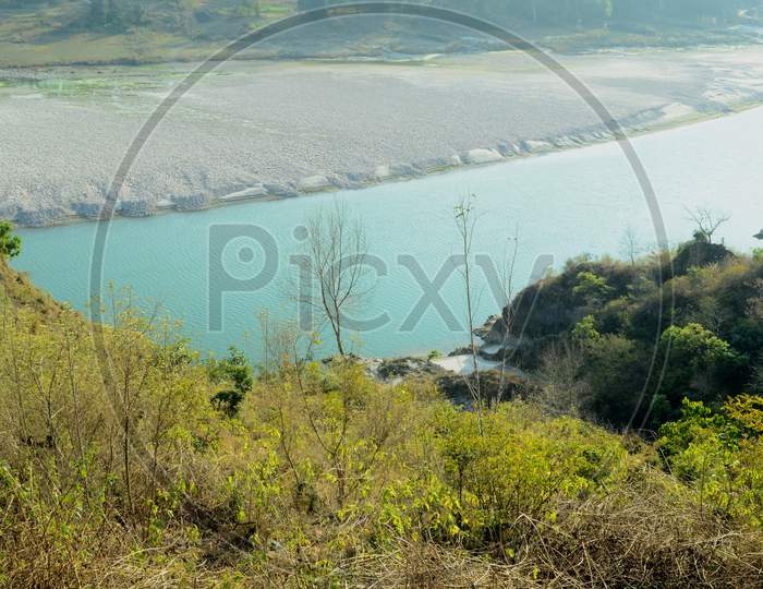 Shoreline Of River Beas From Katoi Kangra Himachal Pradesh India