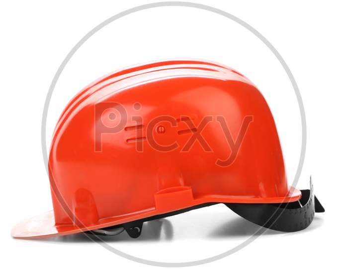 Red Hard Hat. Isolated On A White Background.