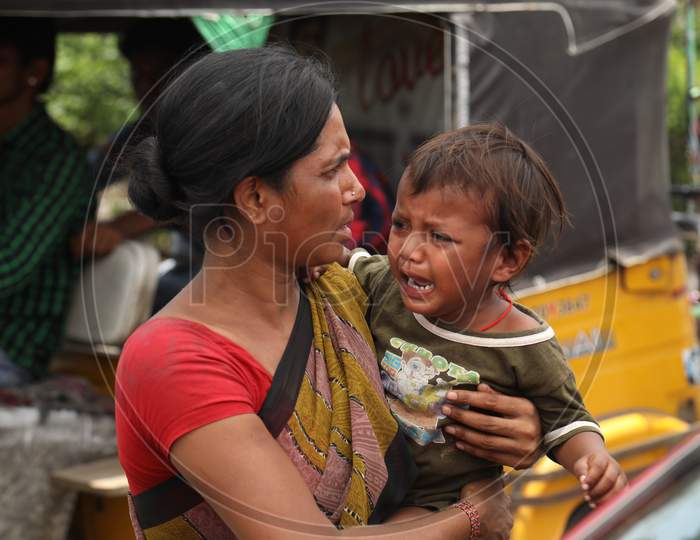 Indian Rural Village Mother With Her Child