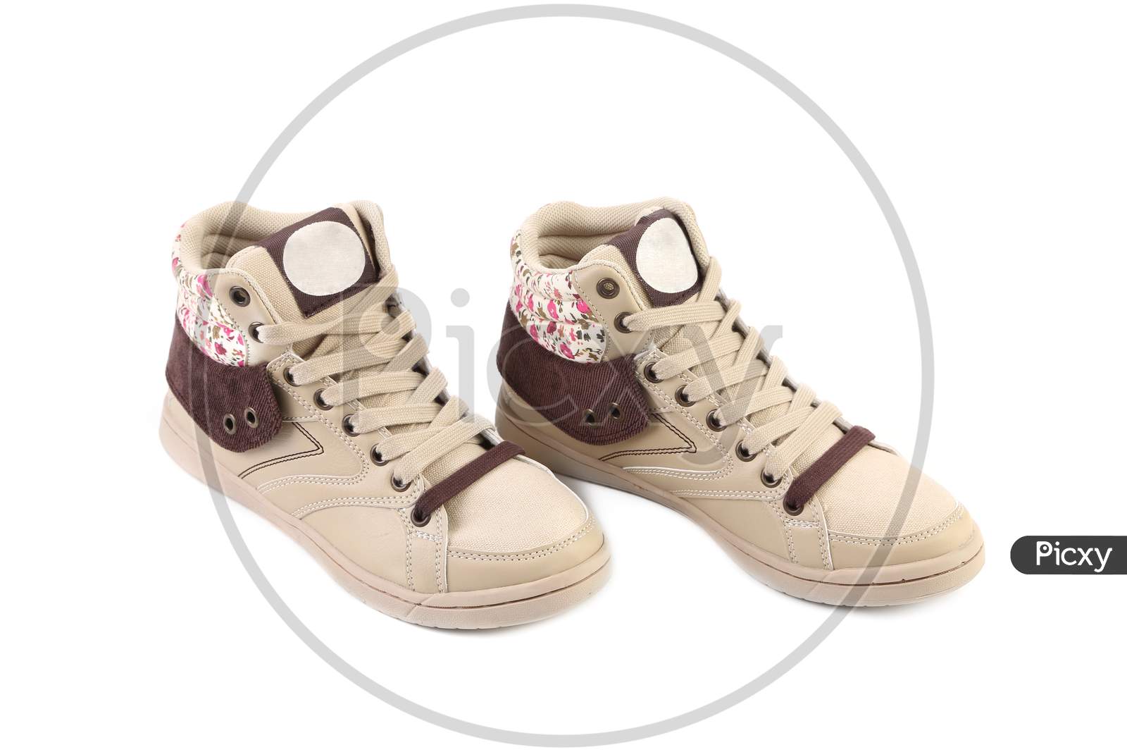 White Modern Shoes For Girls. Isolated On A White Background.