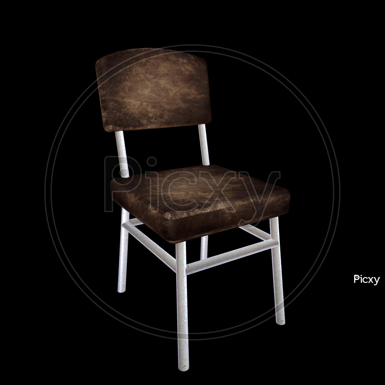 Wooden Chair Over an Black Background