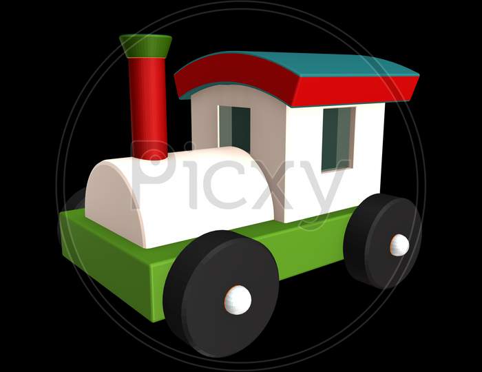 Graphic Train Over an Isolated Black Background