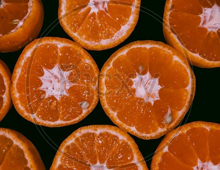 Orange oranges slices served
