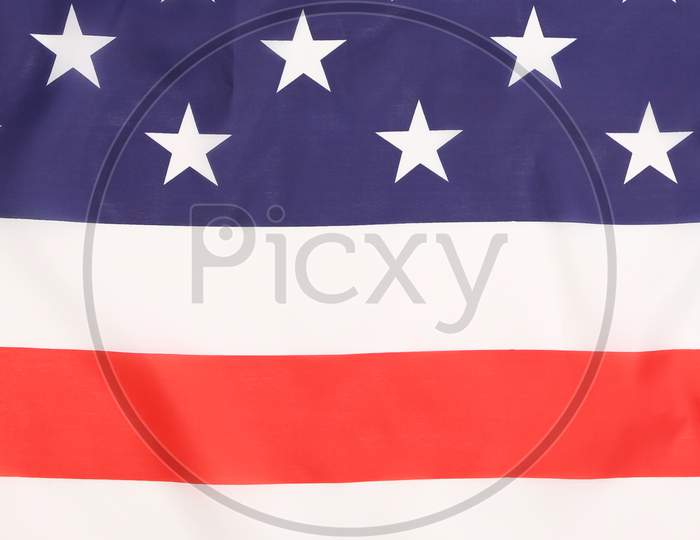 Close Up Of American Flag. Whole Background.