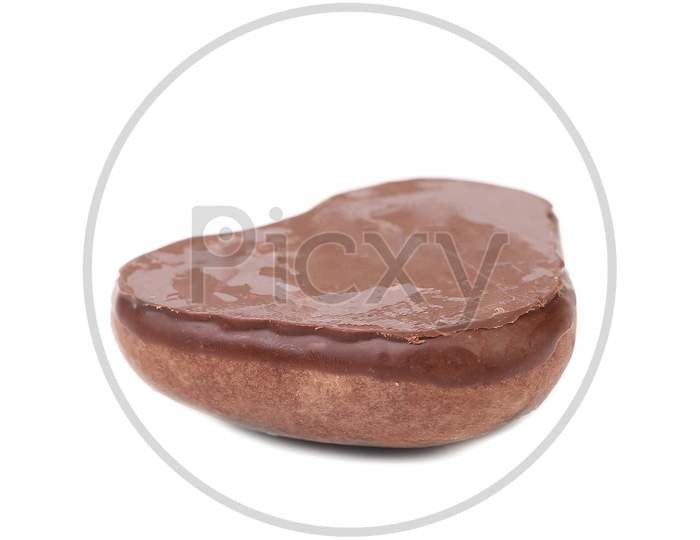 Kiss Cookie With Chocolate. Isolated On A White Background.