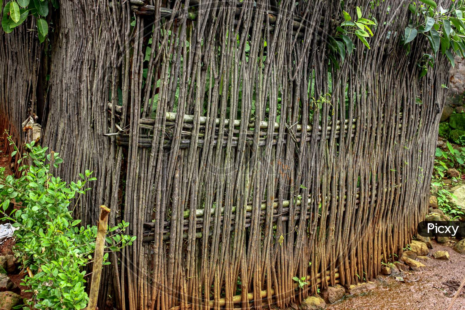 rural boundary compound temporary woven bamboo